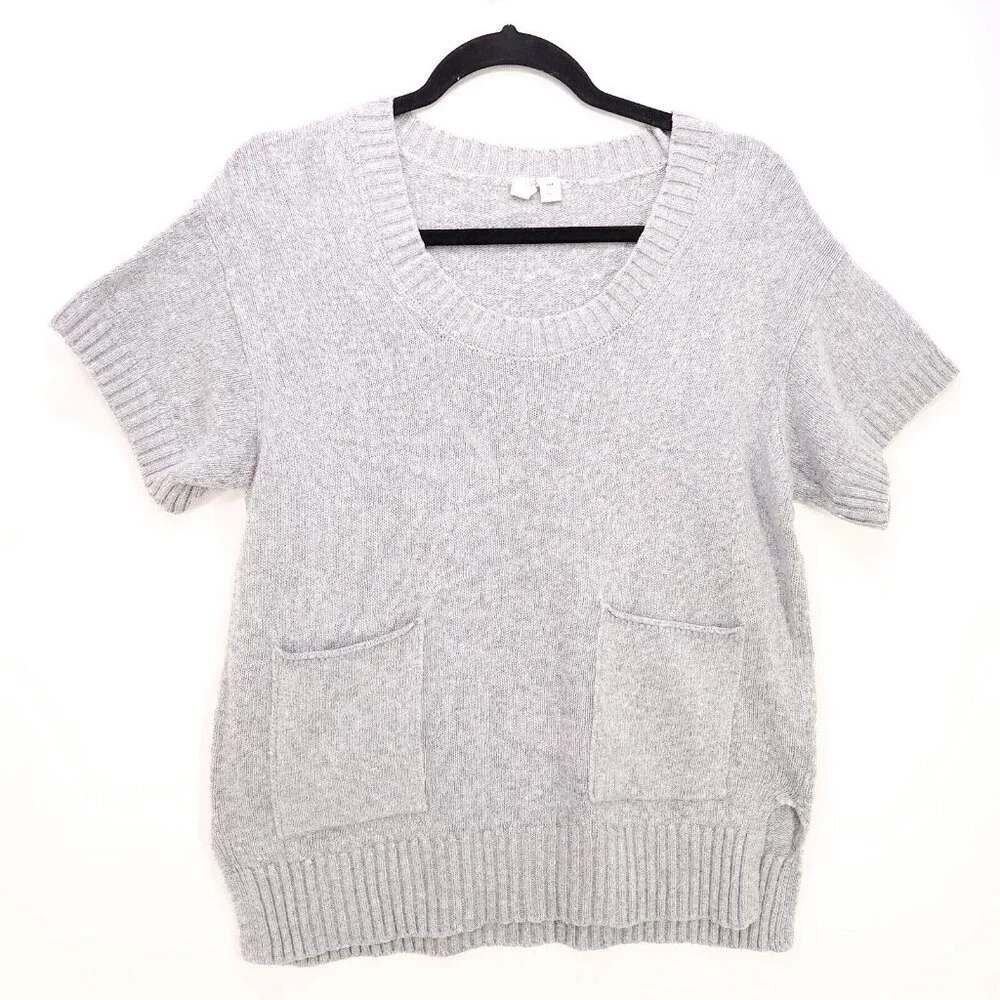 Moth Anthropologie Wool Cashmere Sweater Top Size XXS Oversized Gray Pockets - Picture 2 of 12